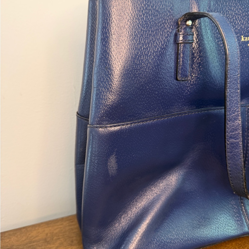 Kate Spade Navy Blue Leather Tote Bag – Grand Street Gabriel - Picture 4 of 12
